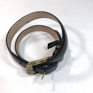Brighton Black Snake Embossed Leather Belt Ladies Medium Large 29-33” Skinny